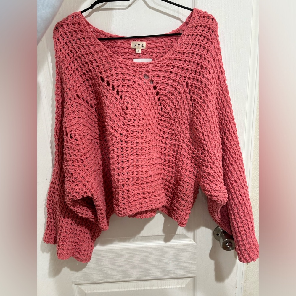 POL Women's Textured Knit Sweater in Pink